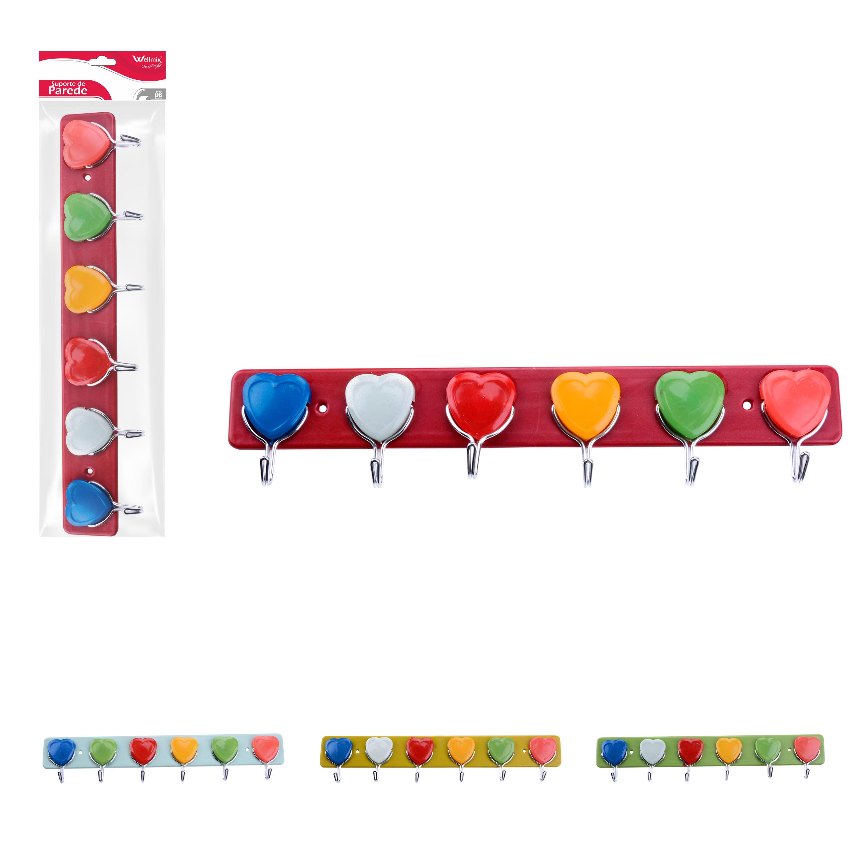 SUPORTE DE PAREDE PLASTICO 6 GANCHOS
