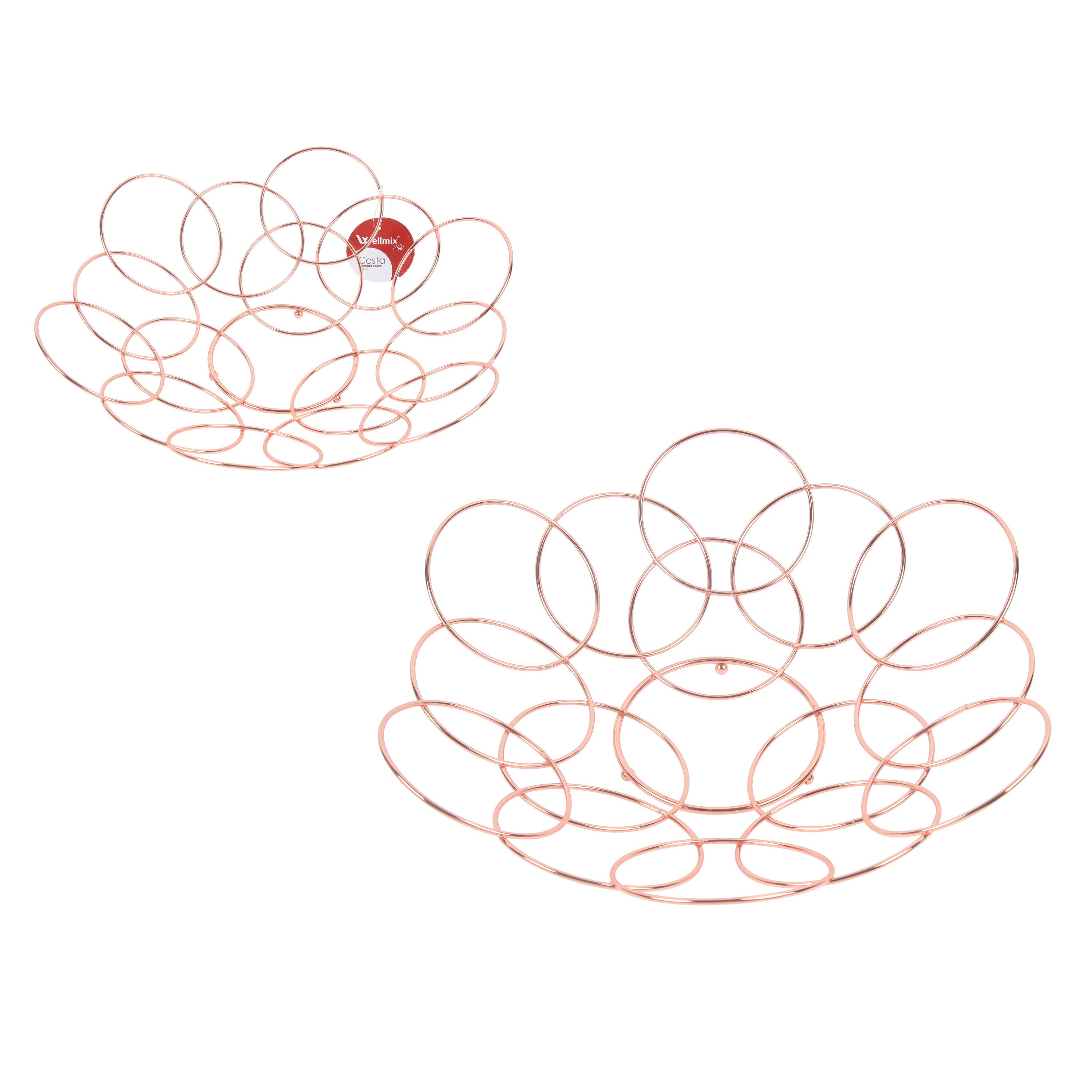 CESTA ARAMADA CIRCULOS COBRE 32CM