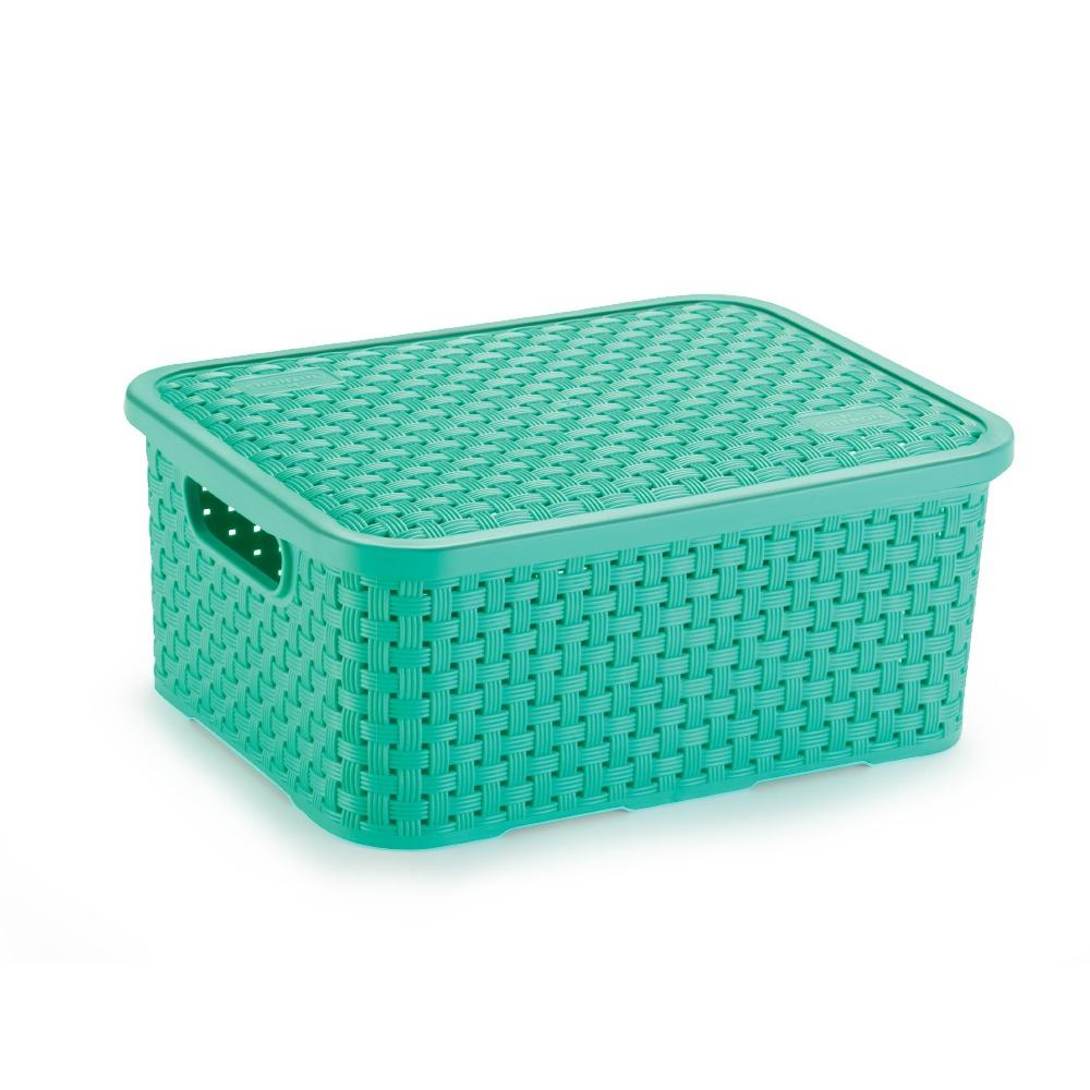 CESTO ORGANIZADOR RATTAN PEQ. VERDE C/TP