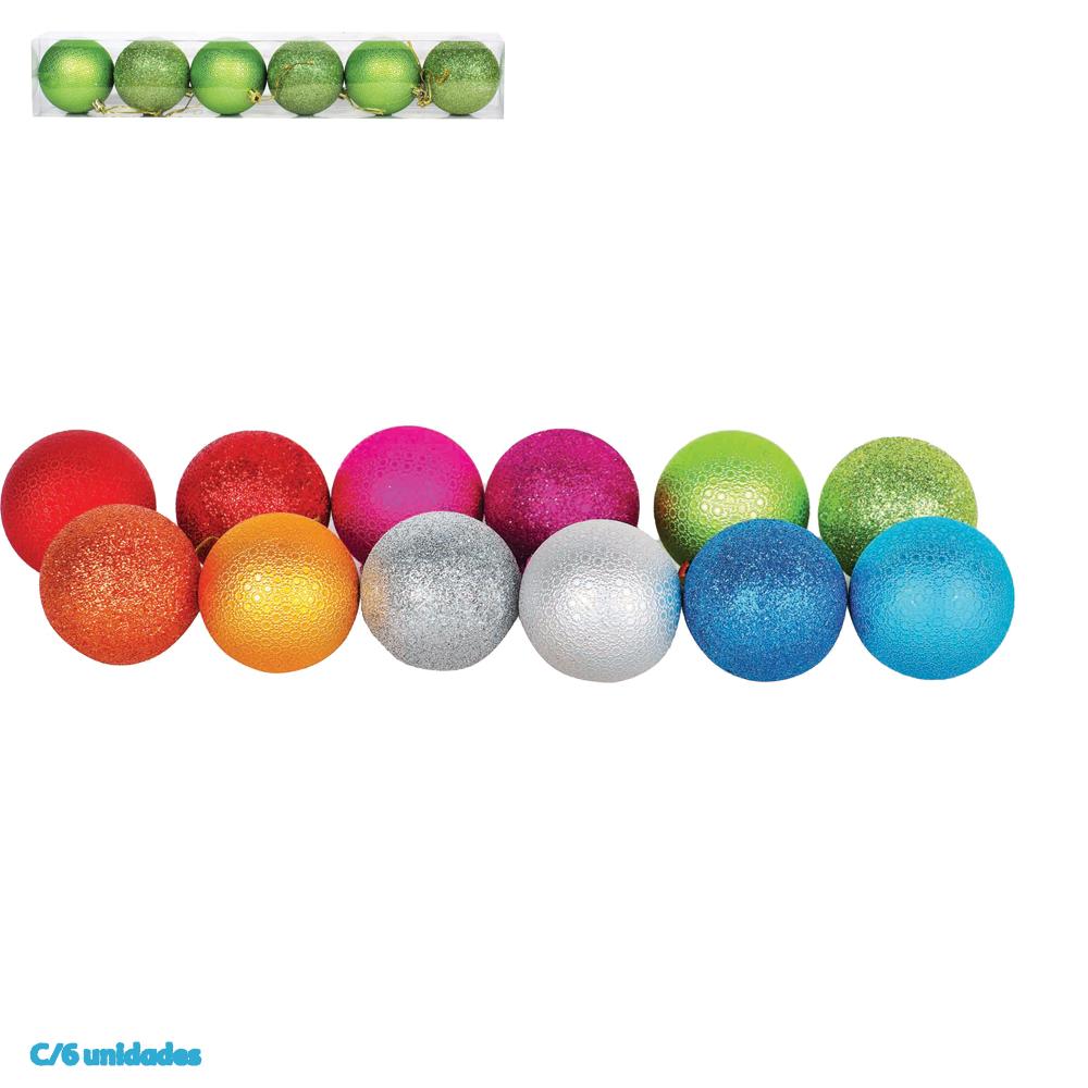 NATAL KIT BOLAS GLITTER 7CM C/6 UN