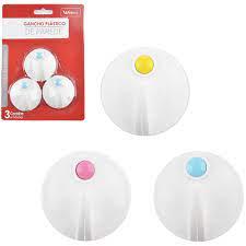 GANCHO PLASTICO DE PAREDE REDONDO C/3 UN