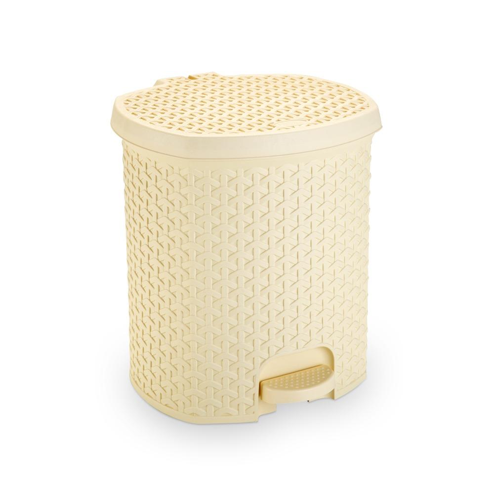 LIXEIRA RATTAN C/PEDAL CREME 6LT