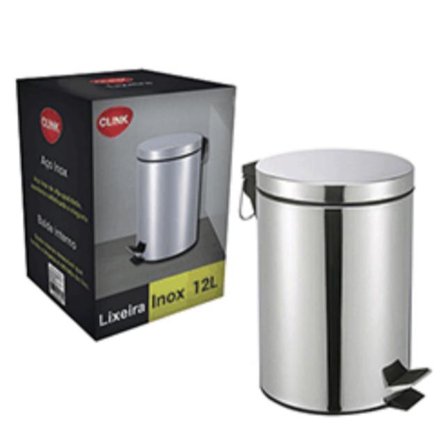 LIXEIRA COM PEDAL INOX 12LT