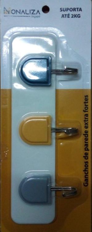 CABIDE DE PAREDE 3 GANCHOS EXTRA FORTE