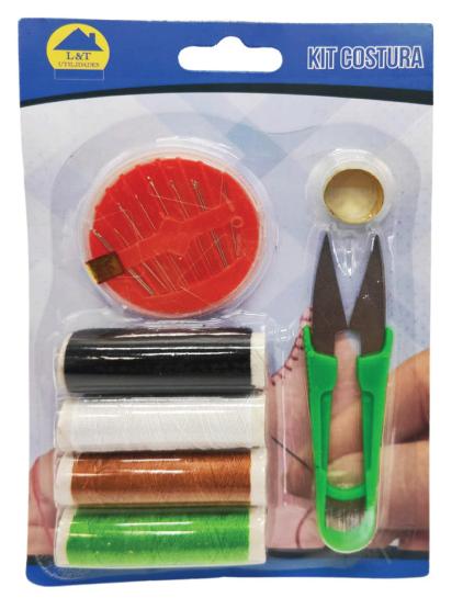 KIT COSTURA AGULHA/LINHA/DEDAL/TESOURA