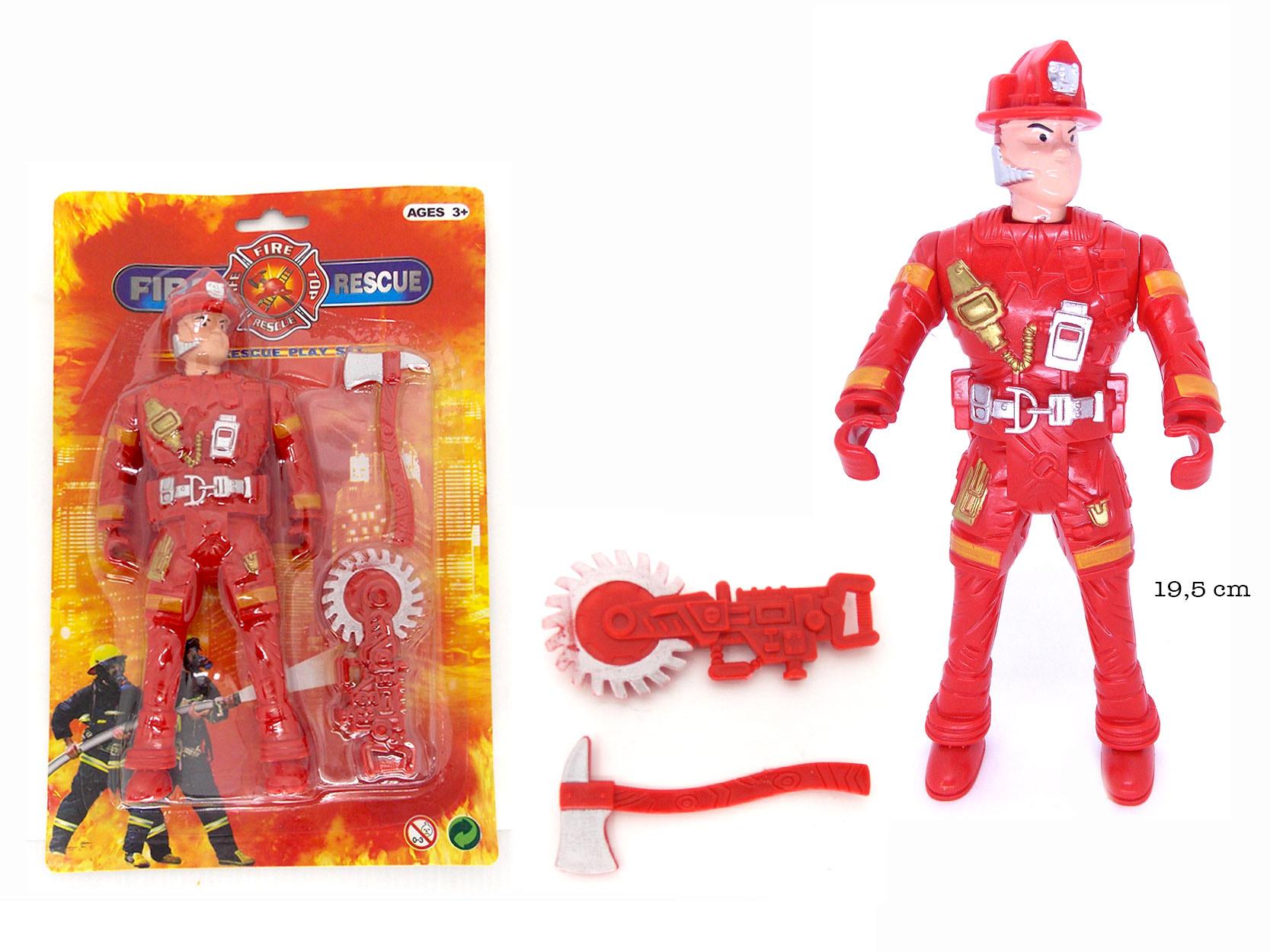BONECO BOMBEIRO C/ACESSORIOS 19,5CM